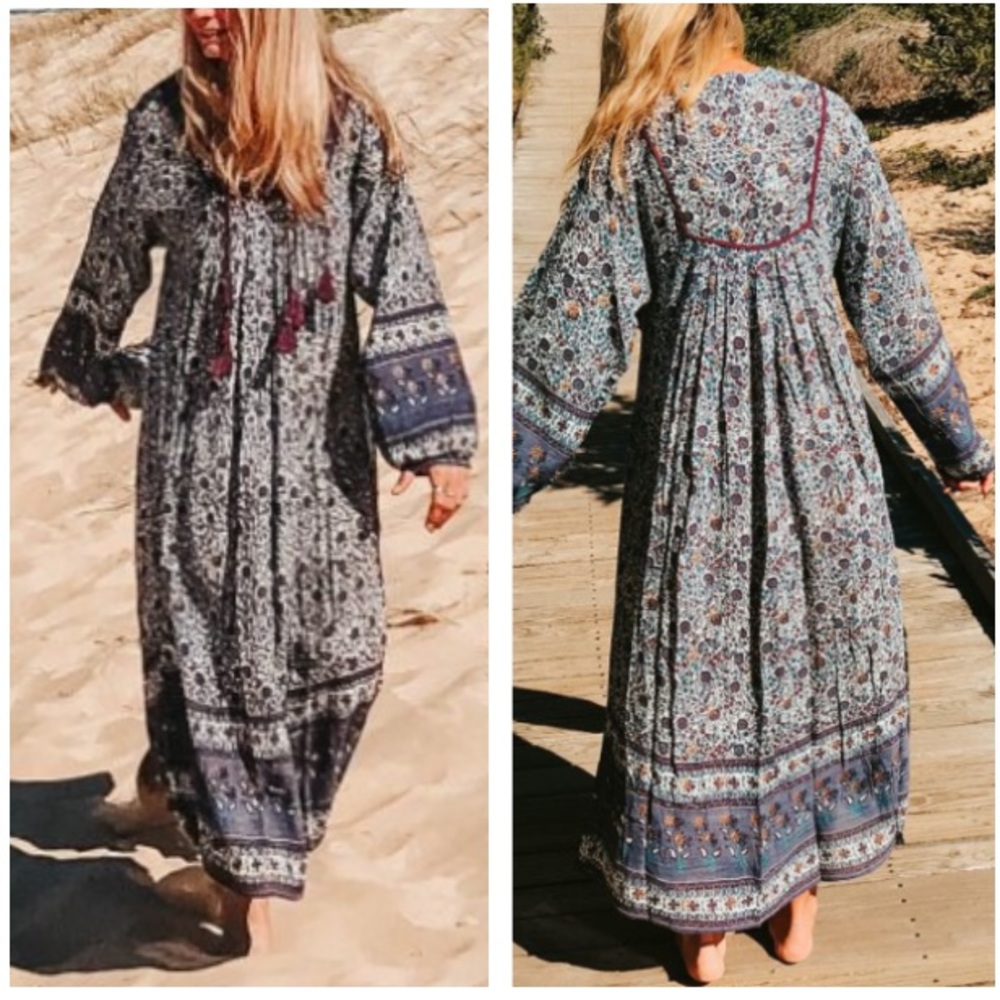 Folk DRESS Bohemian Maxi Floral Purple